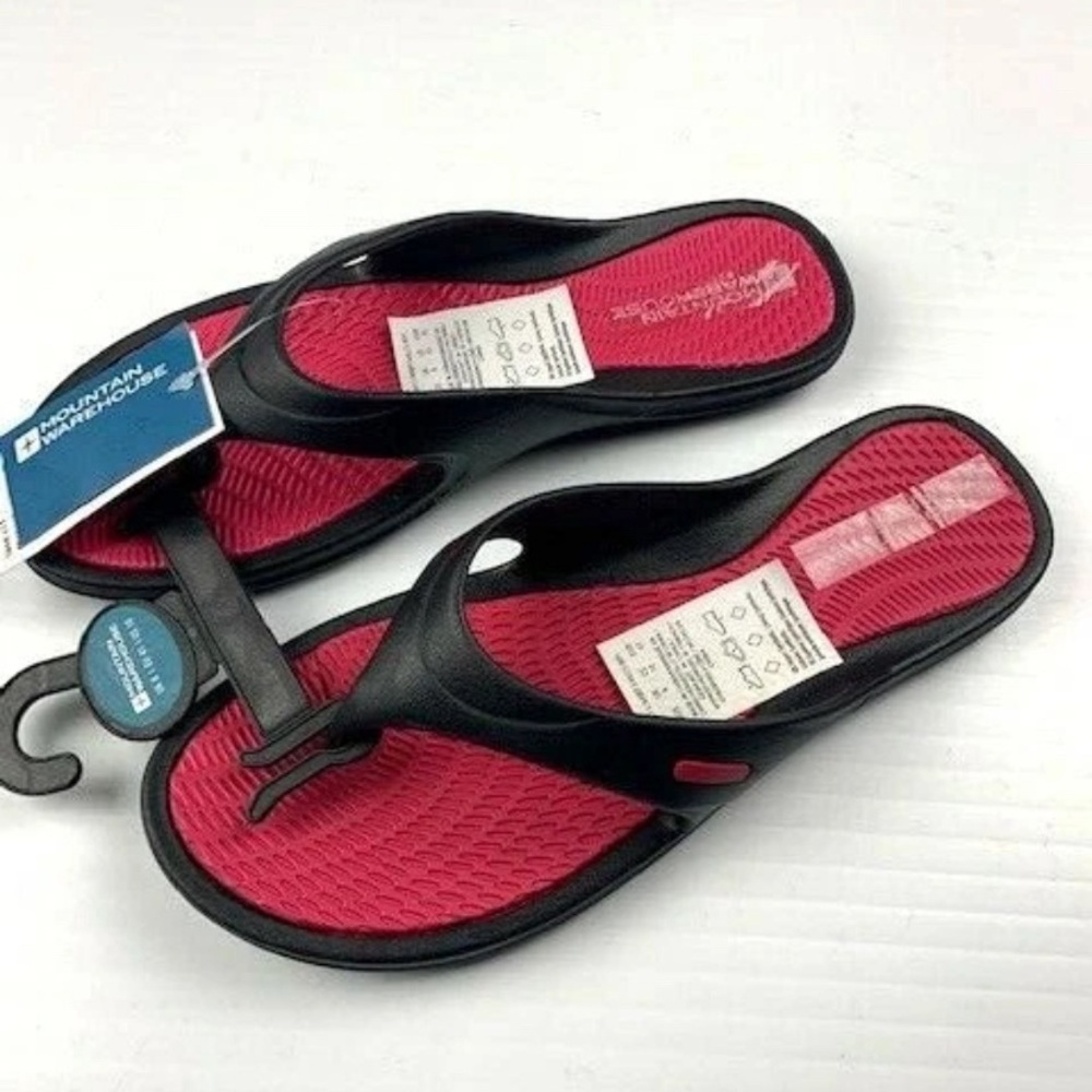 MOUNTAIN WAREHOUSE Womens Flip Flop Sandals Size 10 Black/Red